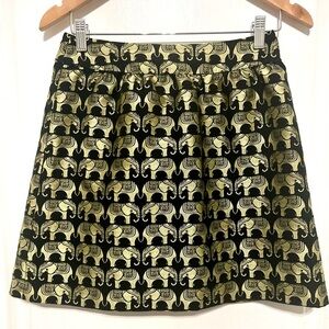 NWOT Crown & Ivy Elephant Black Gold Metallic Skirt Size 2P